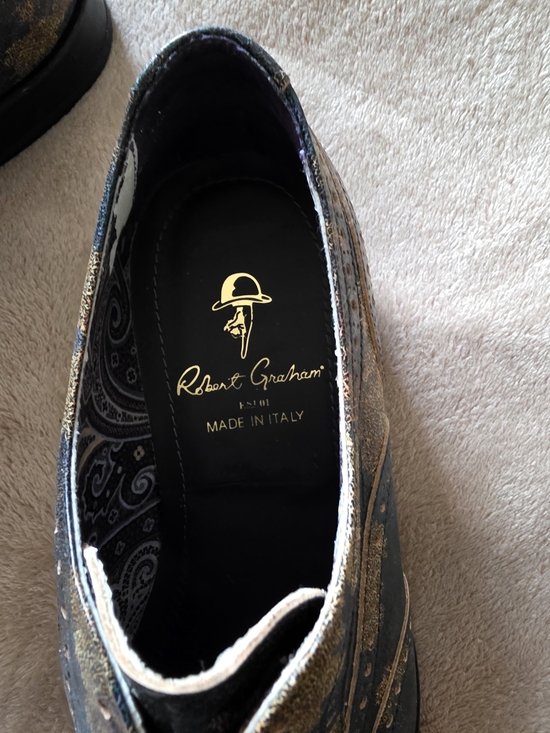 Robert Graham Men’s Black & Gold Brogue Leather Dress Shoes main image 10
